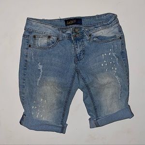 Angels Shorts Roll Hem Distress Bleach Spray 5 Y2K